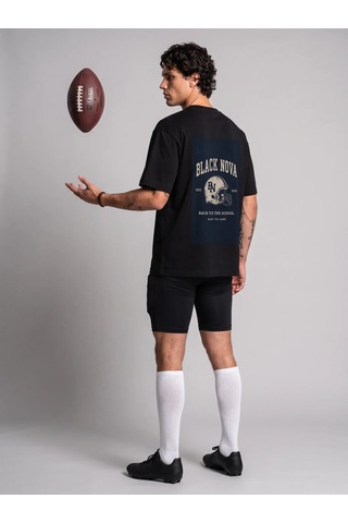 Black Nova Oversize Baskılı Unisex Tişört Nova Football Black Siyah