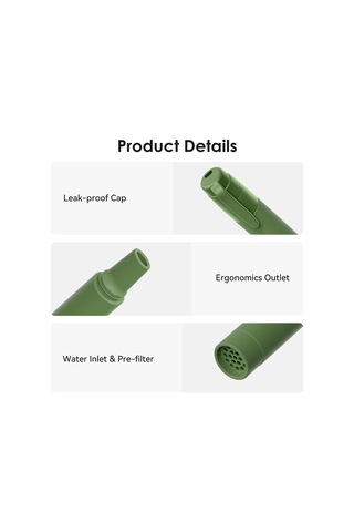 Tenfowee Kamp Ve Yürüyüş İçin Taşınabilir Su Filtre Borusu - 1000l Saf Su Üretimi - Yeşil 2'li Paket - Acil Durumda Kullanıma Uygun Yeşil