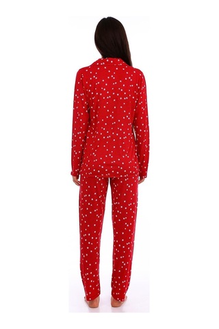 Etoile Bambu, Kırmızı, Boydan Düğmeli Kadın Pijama Takımı evia Kırmızı