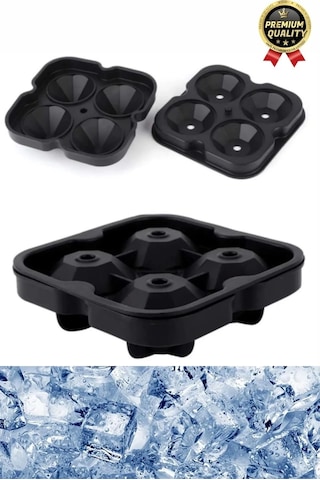 Kolay Kullanım Şık Silikon 4 Gözlü Esnek Buzluk Bar Kokteyl İçecek Elmas Şekilli Buz Yapma Kalıbı Çok Renkli