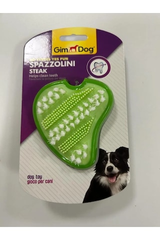 Gimdog Spazzolini Steak Tpr Yeşil Köpek Diş Fırçası ve Oyuncağı 10 CM