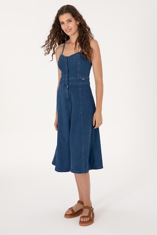 U.S. Polo Assn. Kadın Mavi Midi Boy Yırtmaçlı Jean Elbise 50305565-DN0022