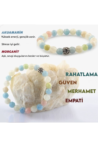 Osmanlı Değerli Taş AKUAMARİN MORGANİT BİLEKLİK 6MM