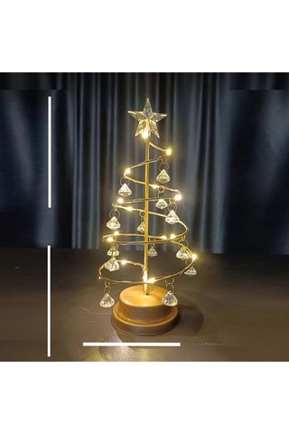 Wezone Kristal Taşlı Noel Ağaç Şekilli Masa Lambası - Yatak Odası/ofis Dekorasyon Işığı - 26 Cm - Renkli Kutu İle - Sıcak Ambiyans Diğer