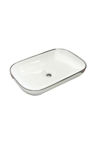 Lapino Premium 60 CM Içi Beyaz Dışı Gümüş Tezgah Üstü Lavabo