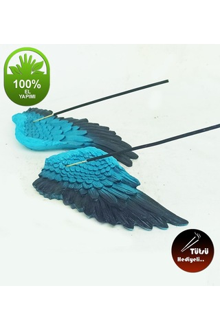 Melek Kanadı Çubuk Tütsülük Mavi İkili Takım