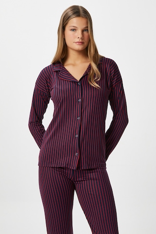 Ritnice Kadın Secret Extra Soft Lacivert Bordo Çizgili Pijama Takımı Bordolacivert Bordo - Lacivert