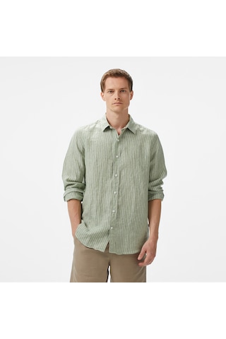 Nautica Erkek Yeşil Classic Fit Çizgili Gömlek Çizgili W55434t Yeşil