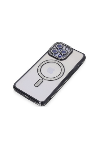 İphone 14 Pro Max Kılıf Joke Simli Magneticsafe Kılıf - Siyah Renk