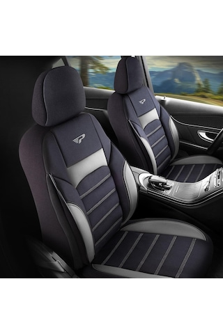 Panda Special Serisi Jakar Kumaş Oto Koltuk Kılıfı - Siyah - Gri