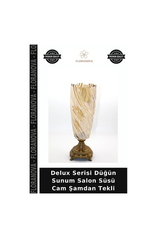 Delux Serisi Düğün Sunum Salon Süsü Cam Şamdan Tekli Çok Renkli