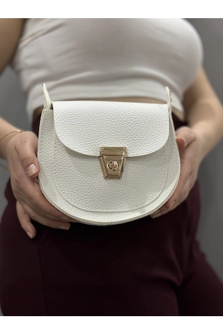 Biçomi Klasik Kapaklı Beyaz Cilt Çanta Beyaz