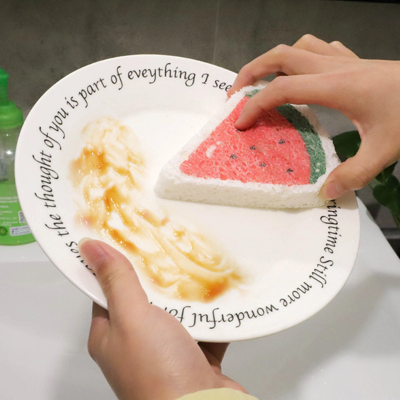 Konesam Mutfak Temizlik İçin Karpuz Desenli Kompresli Odun Pulu Sponge, Hızlı Kuruyan, Çok Amaçlı Bulaşık Temizleyici Diğer