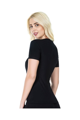 Yarım Kol V Yaka Kadın Tişört 227 Siyah