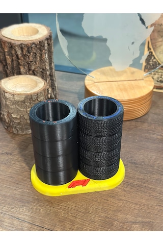 F1 Tasarımlı Masaüstü Düzenleyici 2 Bölmeli 3d Baskı Organizer Sarı-siyah-kırmızı