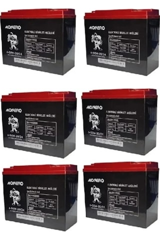 Monero 12v-24 Amper Dik E-bıke Akü 6 Li Paket 20 Amper Ebatları İle Aynı Ebatlar: 180 X 78 X 170mm