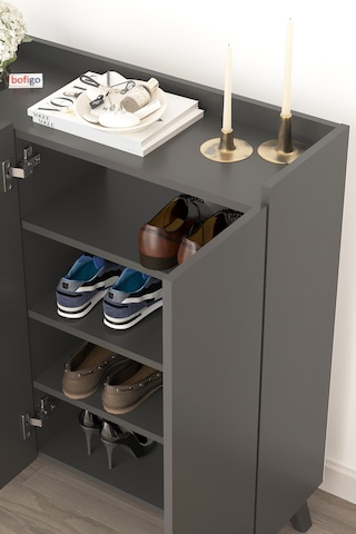 Bofigo 3 Kapaklı Ayakkabılık 8 Raflı Ayakkabılık Çok Amaçlı Dolap Ayakkabı Dolabı Kumsal Antrasit