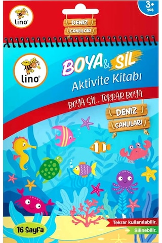 Lino A5 16 Sayfa Boya & Sil Aktivite Kitabı- Deniz Canlıları Bs-1002