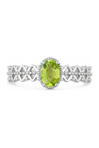 Peridot Taşı Ayarlanabilir Çelik Kadın Yüzük Açık Yeşil
