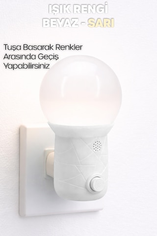 Gece Lambası Kubbe Tip 2 Mod Sarı-beyaz Işık Tuşlu Koridor Hol Işığı Uyuma Işığı Beyaz Gc11 Beyaz