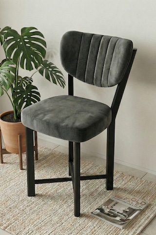 Sandalye 1 Adet Baby Face Kumaş Metal Modern Mutfak Sandalyesi Cafe Balkon Ofis Elma 9814 Gri Çok Renkli