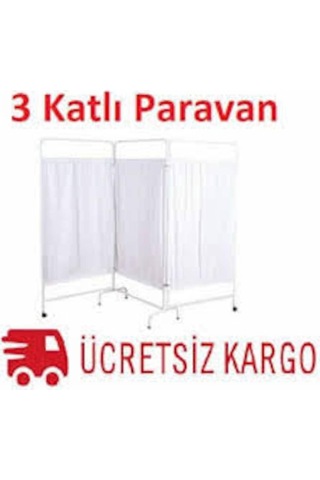 Paravan 3 Katli -Metal Hastane Muayene Paravani-Revir 3 Kanatli