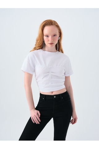 LOFT Slim Fit Kadın Tshirt K.kol Lf2039479 Q1.v1 Beyaz