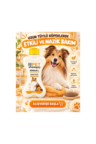 Uzun Tüylü Köpek Şampuanı 400 Ml Hassas Ciltler İçin Kolay Tarama, Yumuşak Ve Parlak Tüy Bakımı