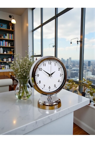 Noble Time 25 X 20 Cm Metal Krom Masa Saati Renkli