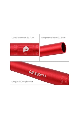Yuntech01 Litepro 25.4mm Alüminyum Çelik Çekirdekli 580mm/540mm Kısa Kollü Bisiklet Direksiyonu, Kırmızı, Yüksek Dayanıklı, Hafif, Mtb İçin Uygun Çok Renkli