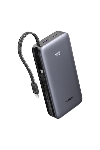 Ugreen 20.000 Mah 30w 2 Dahili Kablolu Hızlı Şarj Powerbank, 55985b Gri