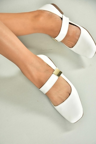Fox Shoes U726454509 Beyaz Kadın Babet Beyaz-suni Deri