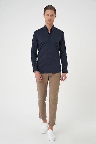 Efor Slim Fit Düğmeli Yaka Esnek Pamuk Klasik Lacivert Gömlek Gk 727 Lacivert