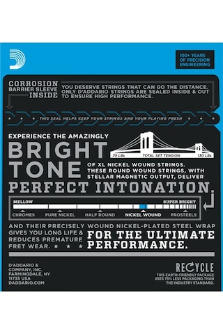 D'addario Exl110 Nickel Wound. Regular Light Takım Tel Elektro Gi