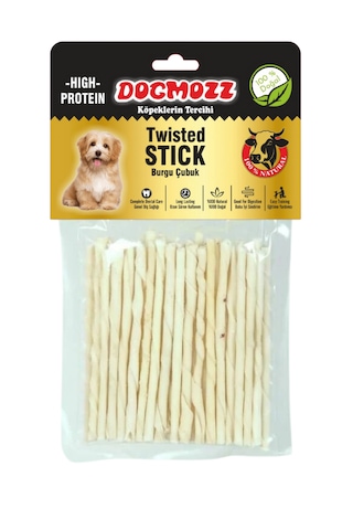 Dogmozz Premium Stick İnce Burgu Deri Çubuk Beyaz 100'lü Dogmozz Premium Stick İnce Burgu Deri Çubuk Beyaz 100'lü