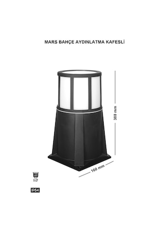 Mars Kafesli Set Üstü Bahçe Lambası Zita Bahçe Aydınlatması 35 Cm Yer Lambası 220v Ip54