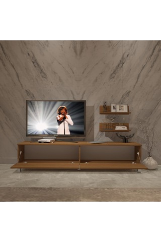 Decoraktiv Eko 4 Slm Std Krom Ayaklı Tv Ünitesi Tv Sehpası Ceviz