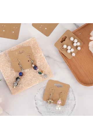 Willowhaven 200 Adet 2x2 Inç Kraft Kağıt Küpe Kartı Kesimli Sağlam Asma Etiketi Beyaz