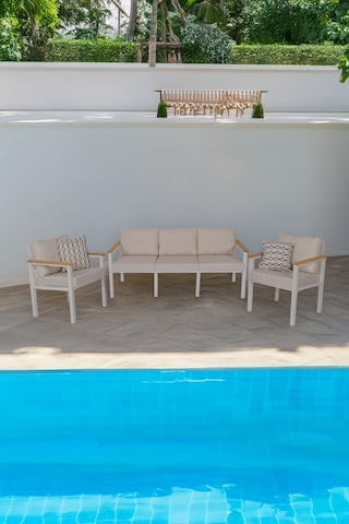 Neokas Bahçe Takımı, Balkon Mobilyası, 1+1+3, Kafe Koltuğu, Bekleme Alanı Koltuğu Beyaz
