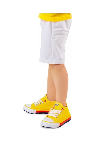 Kiko Kids Tinna Bağcıklı Erkek Bebek Keten Spor Ayakkabı Sarı