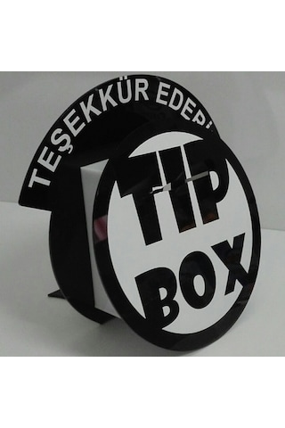 Tip Box Bahşiş Kutusu, Sadaka Kutusu ve Kumbara Siyah Daire Model Pleksi