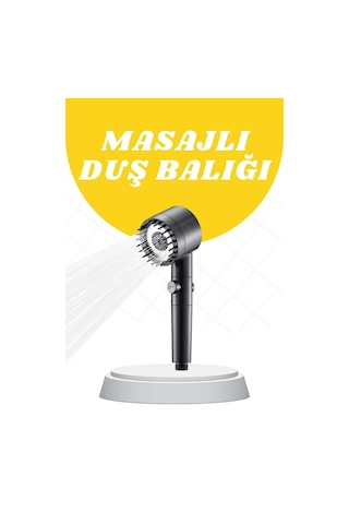 Filtreli Duş Başlığı Yeni Nesil Masajlı Duş Başlığı Su Basınçlı Tazyikli Özel Grı. Sıyah