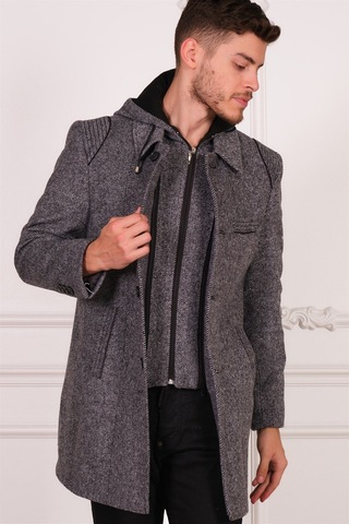 Plt8335 Dewberry Erkek Palto-diagonal Gri Diagonal Gri