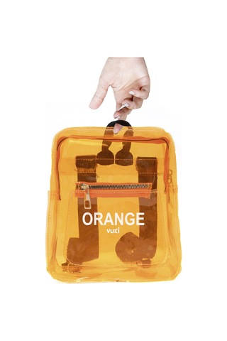 Renkli Şeffaf Mini Sırt Çantası Turuncu