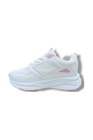 Queen Step 2110-26 Deri Anorak Anatomik Kadın Sneaker Beyaz Pembe Beyaz