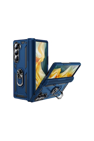 Goocamp Galaxy Uyumlu Z Fold 6 Kılıf Vega Kapak - Mavi Mavi