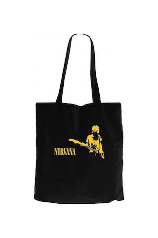 Nirvana Kurt Cobain Siyah Kanvas Bez Çanta Siyah