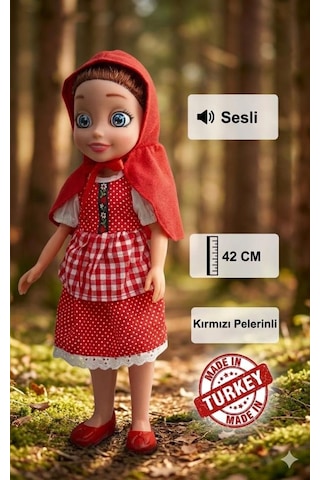 Kırmızı Başlıklı Kız Sesli Masal Anlatan Oyuncak Bebek - 42 Cm