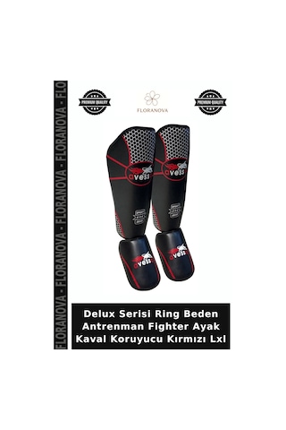 Delux Serisi Ring Beden Antrenman Fighter Ayak Kaval Koruyucu Kırmızı Lxl