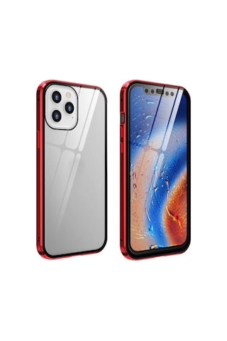 Apple Uyumlu iPhone 12 Pro Mıknatıslı 360 Derece Ön Ve Arka Cam Full Korumalı Manyetik Kılıf- 5775 Çok Renkli